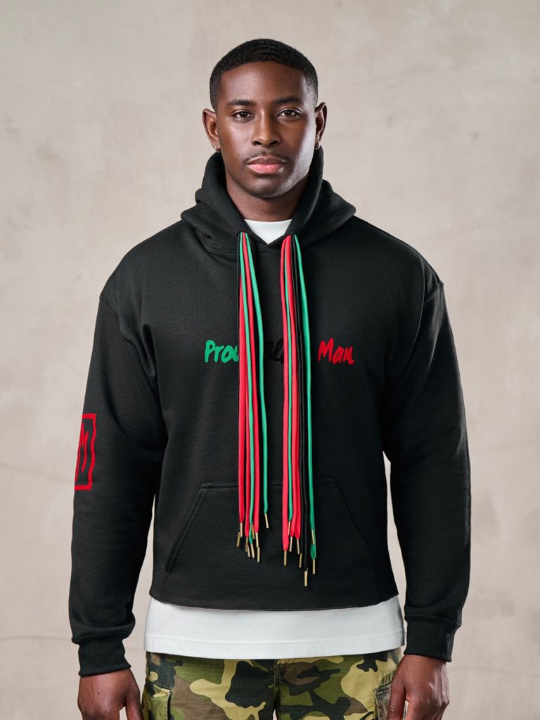 Pan-African Multi Colored Strings And Writing Hoodie